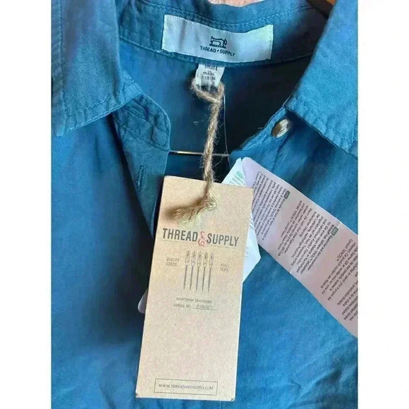 Thread & Supply High-Low Midi Button Down Dress with Pocket Dark Teal Size S NEW - Picture 6 of 9